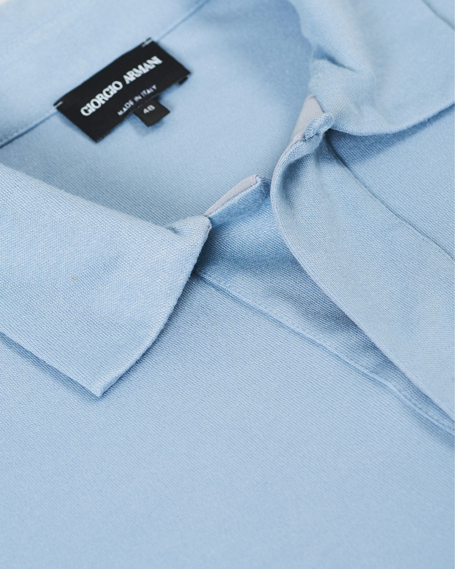 Herren | Pullover | Giorgio Armani | Silk Blend Long Sleeve Polo Light Blue