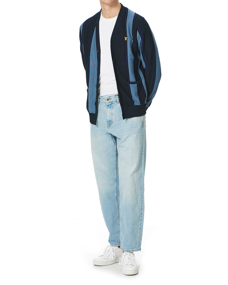 Herren | Pullover | Lyle & Scott | Stripe Cardigan Slate Blue/Navy