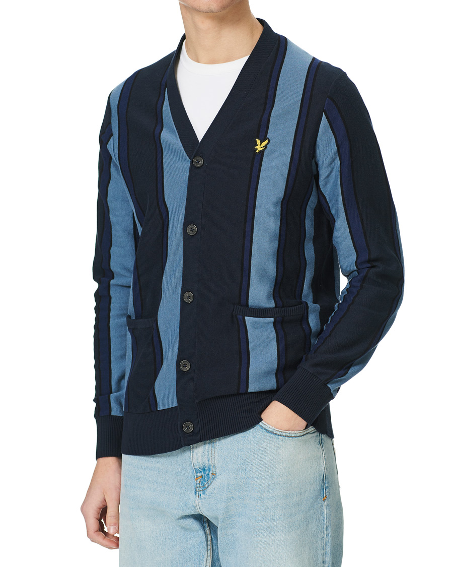 Herren | Pullover | Lyle & Scott | Stripe Cardigan Slate Blue/Navy