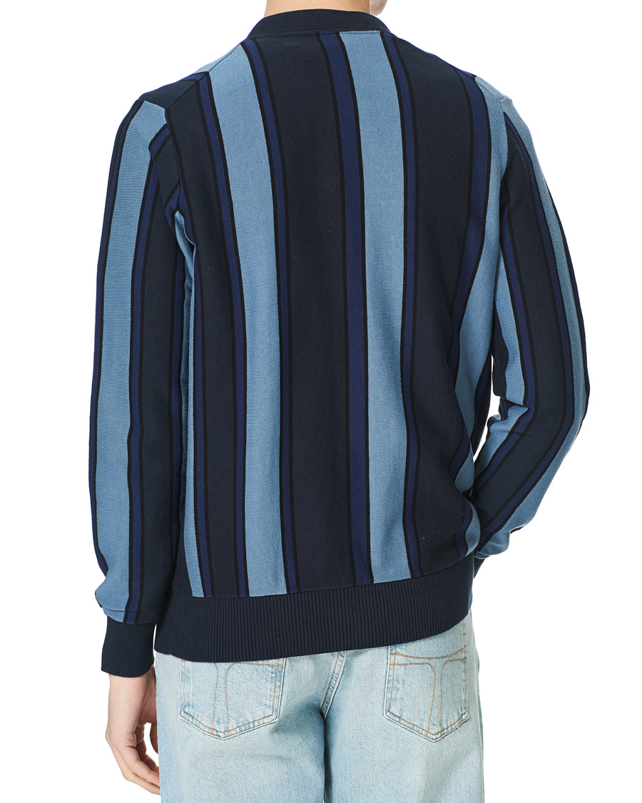 Herren | Pullover | Lyle & Scott | Stripe Cardigan Slate Blue/Navy