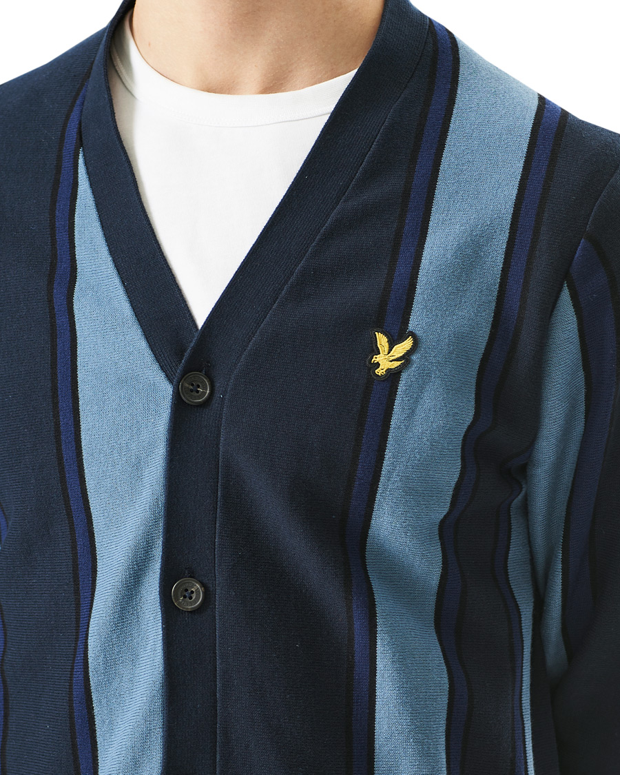 Herren | Pullover | Lyle & Scott | Stripe Cardigan Slate Blue/Navy