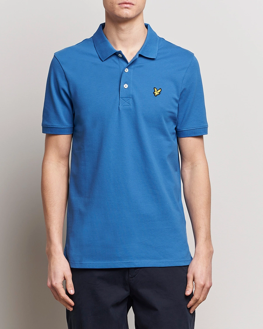 Herren | Kurzarm-Poloshirts | Lyle & Scott | Plain Pique Polo Spring Blue