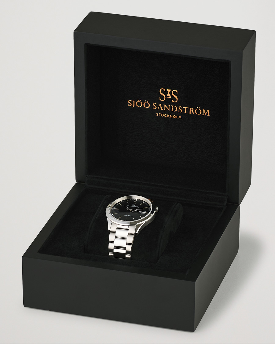Herren | Sjöö Sandström Jubilee Steel Quartz 40mm Black/Steel | Sjöö Sandström | Jubilee Steel Quartz 40mm Black/Steel