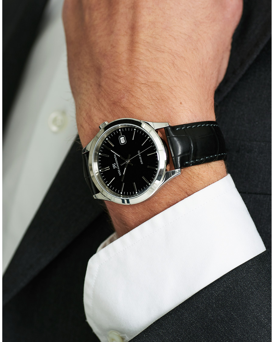 Herren | Sjöö Sandström Jubilee Steel Quartz 40mm Black/Black Calf | Sjöö Sandström | Jubilee Steel Quartz 40mm Black/Black Calf