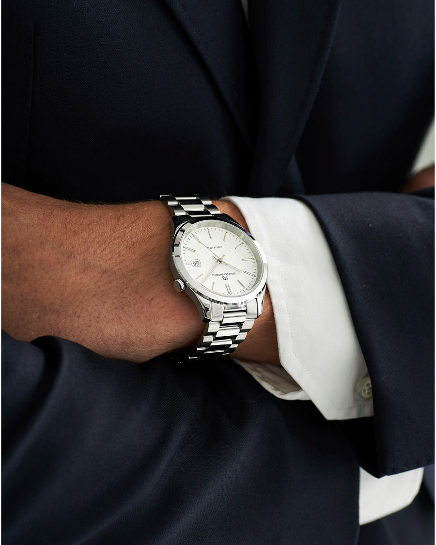 Herren | Sjöö Sandström Jubilee Steel Quartz 40mm White/Steel | Sjöö Sandström | Jubilee Steel Quartz 40mm White/Steel