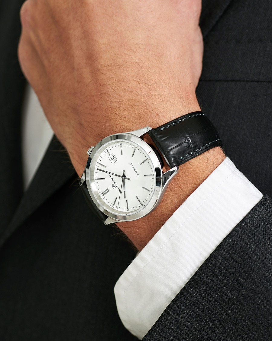 Herren | Sjöö Sandström Jubilee Steel Quartz 40mm White/Black Calf | Sjöö Sandström | Jubilee Steel Quartz 40mm White/Black Calf