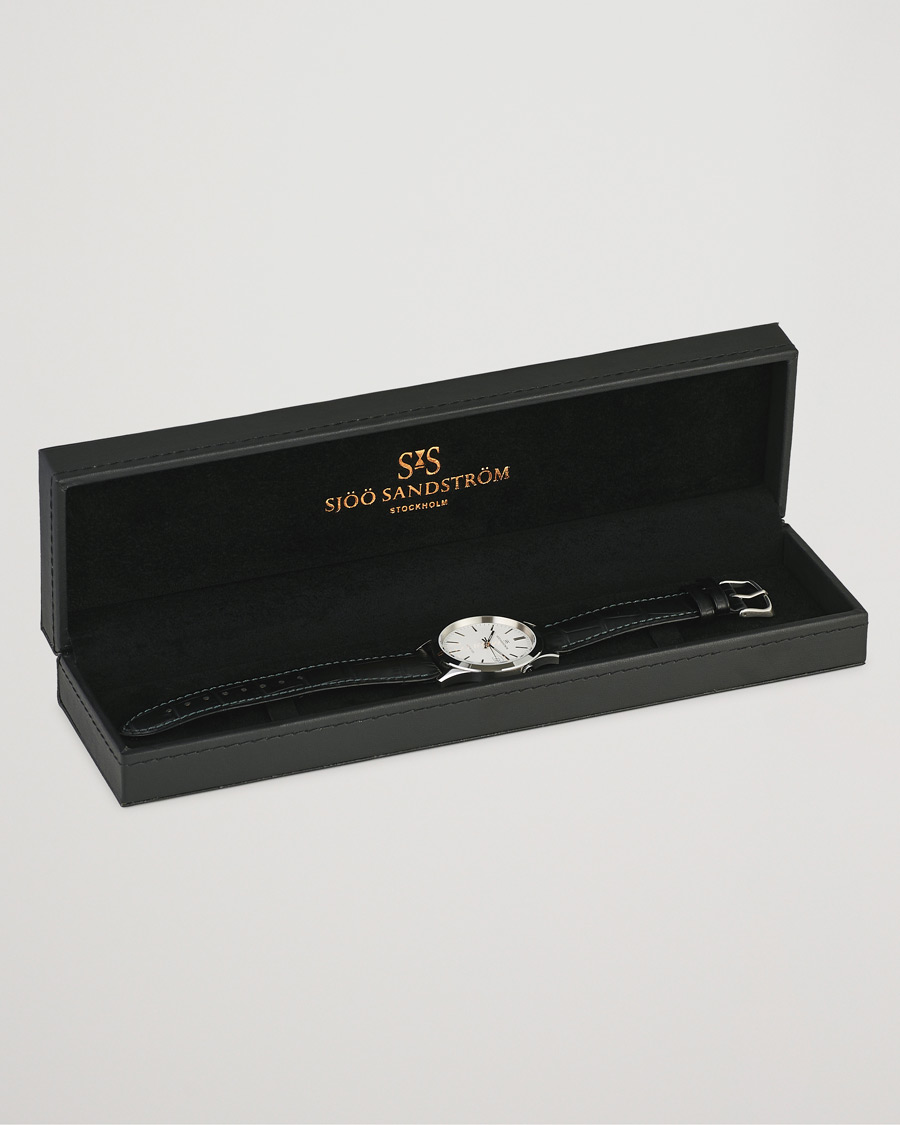 Herren | Sjöö Sandström Jubilee Steel Quartz 40mm White/Black Calf | Sjöö Sandström | Jubilee Steel Quartz 40mm White/Black Calf