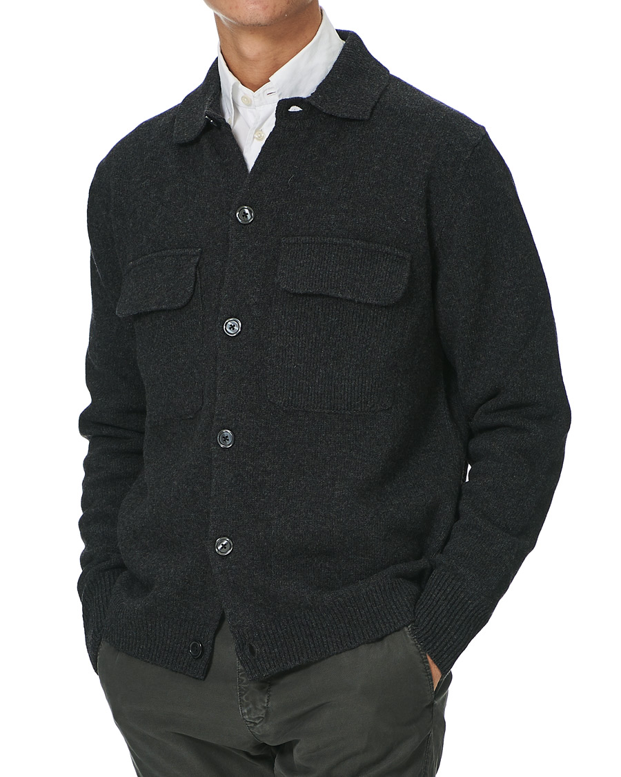 Herren | Pullover | Oscar Jacobson | Logan Wool Cardigan Charcoal