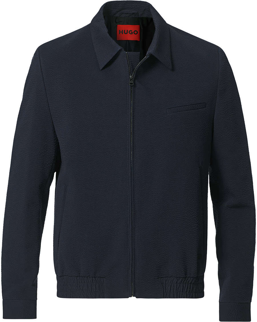 Herren | Jacken | HUGO | Hellis Seersucker Bomber Jacket Dark Blue