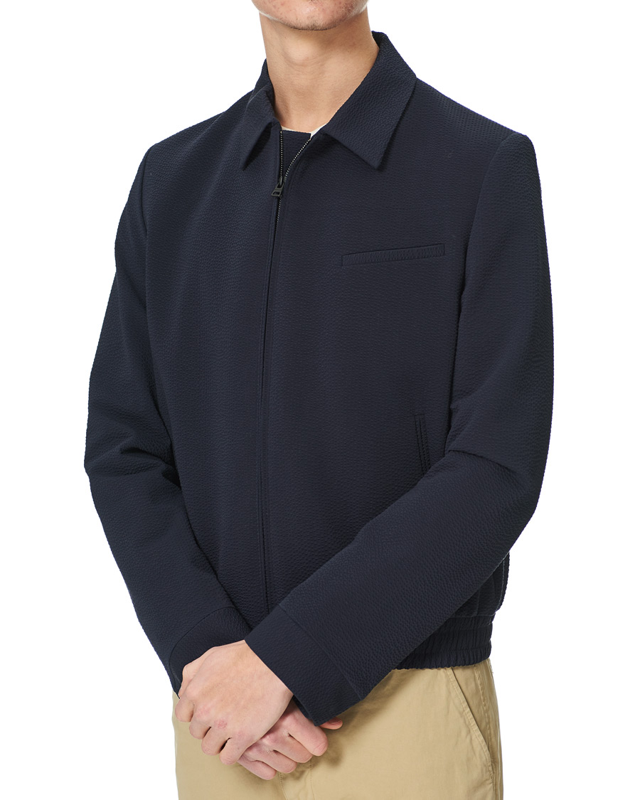 Herren | Jacken | HUGO | Hellis Seersucker Bomber Jacket Dark Blue
