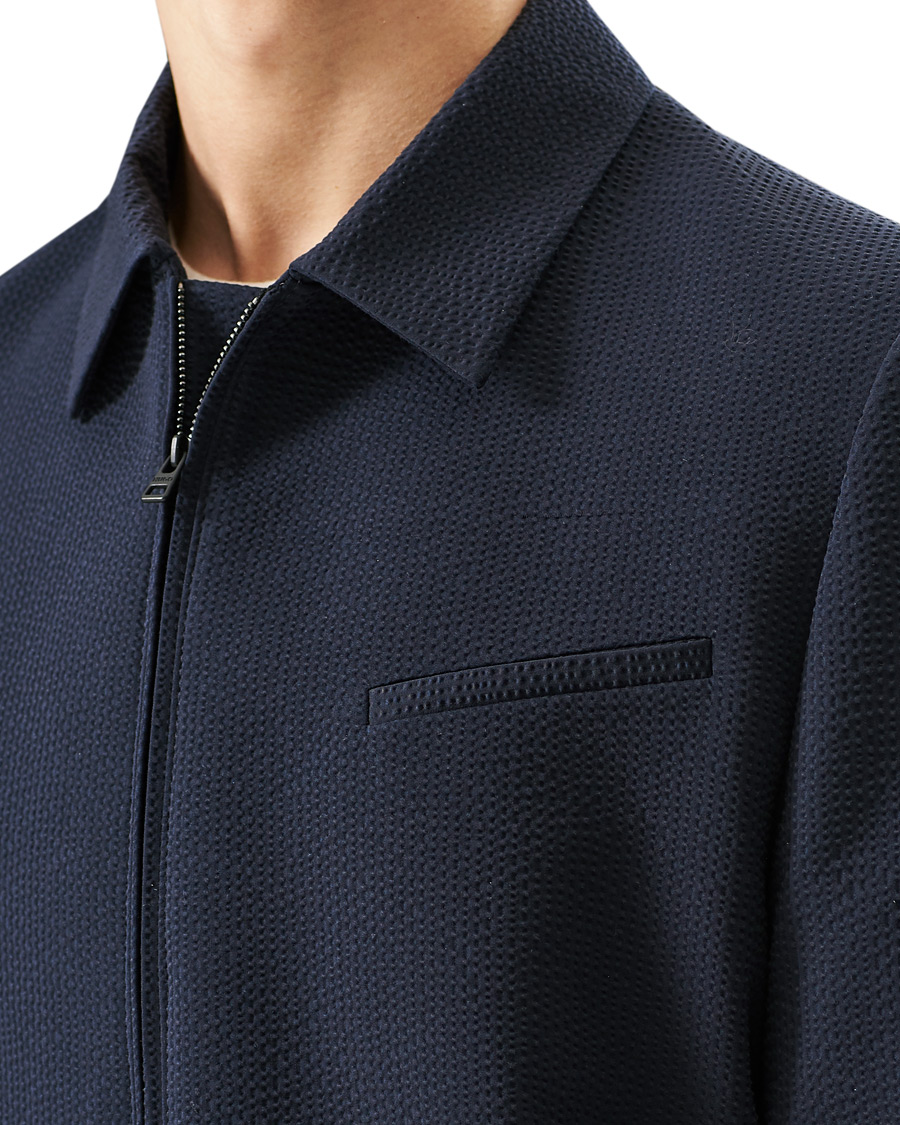 Herren | Jacken | HUGO | Hellis Seersucker Bomber Jacket Dark Blue