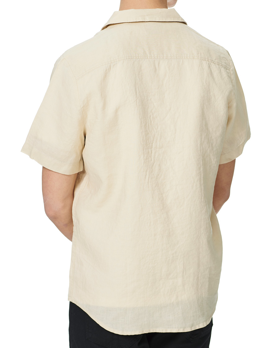Herren | Hemden | HUGO | Ellino Linen Resort Collar Short Sleeve Shirt Light Beige