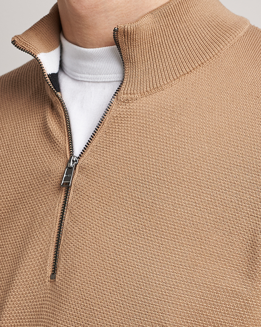 Herren | Pullover | BOSS BLACK | Ebrando Half-Zip Medium Beige