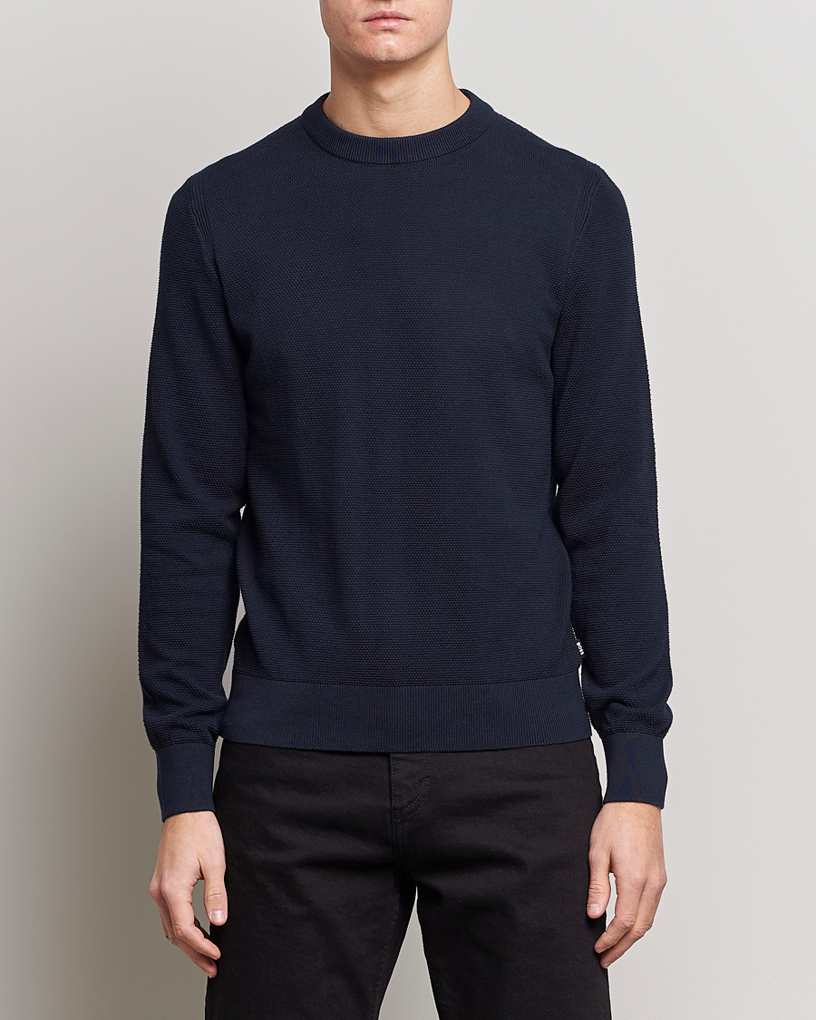 Herren | Strickpullover | BOSS | Ecaio Knitted Structured Sweater Dark Blue