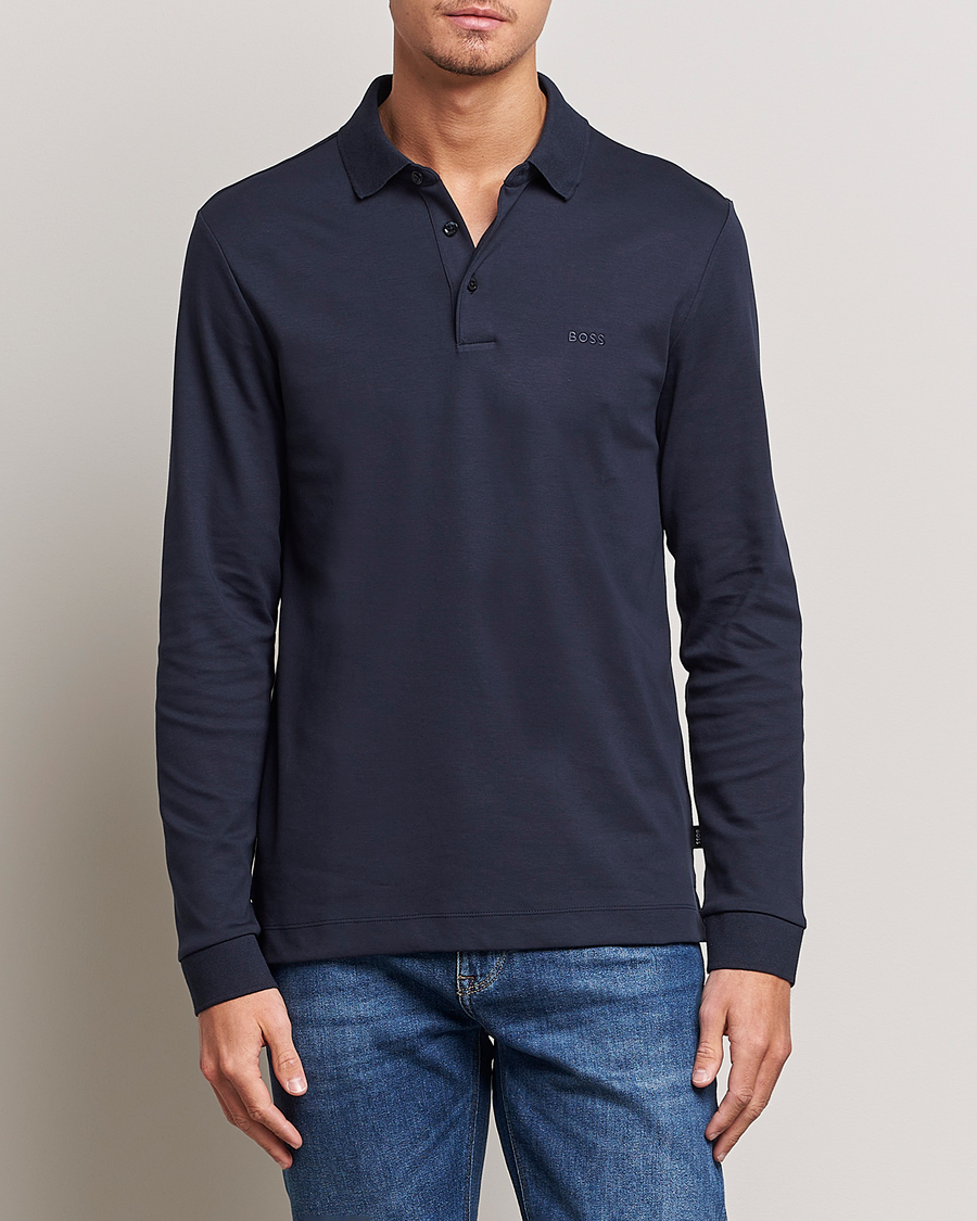 Herren | Bestickte Polohemden | BOSS BLACK | Pado Knitted Polo Shirt Dark Blue