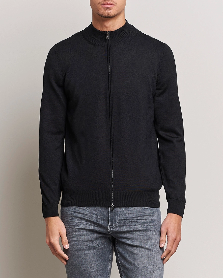 Herren | Pullover | BOSS BLACK | Balonso Full-Zip Sweater Black