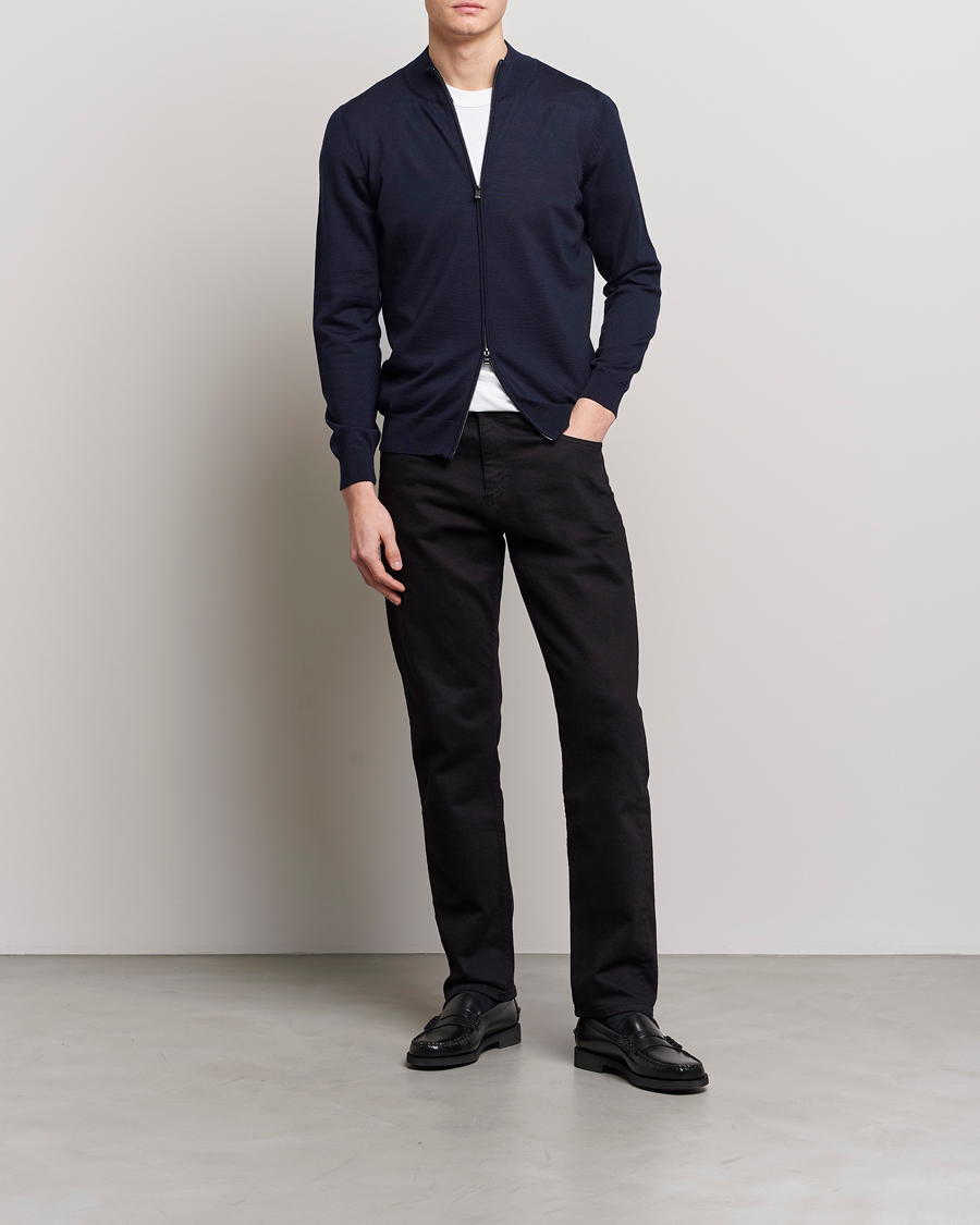Herren | Pullover | BOSS BLACK | Balonso Full-Zip Sweater Dark Blue