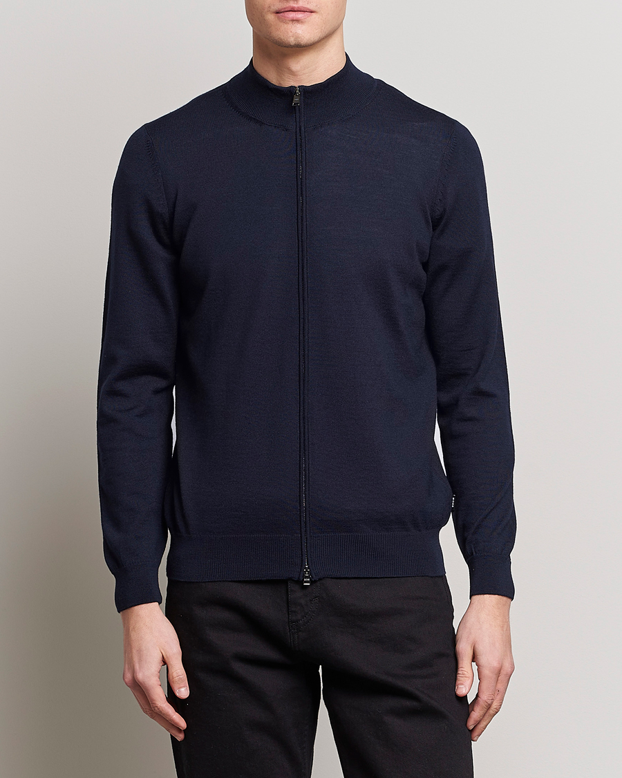 Herren | Pullover | BOSS BLACK | Balonso Full-Zip Sweater Dark Blue