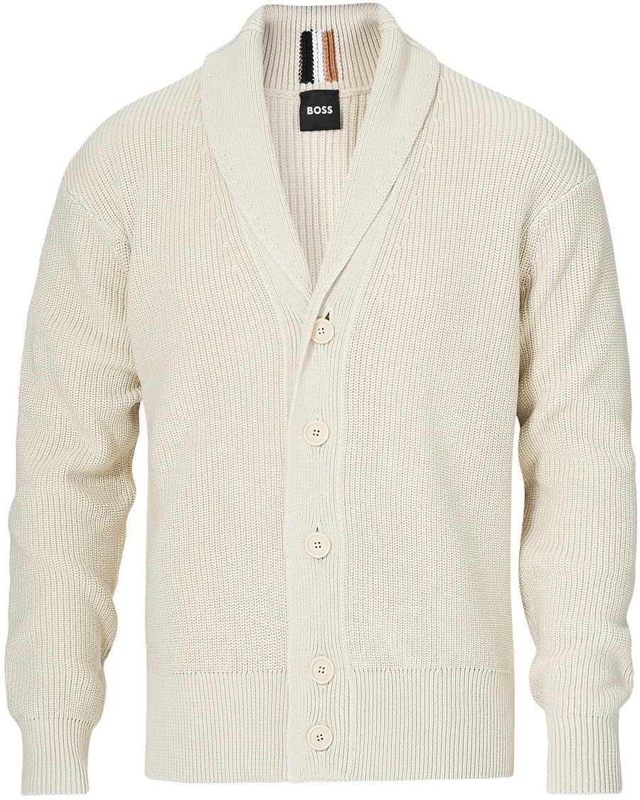 Herren | Pullover | BOSS BLACK | BOSS Etion Shawl Collar Cardigan Open White