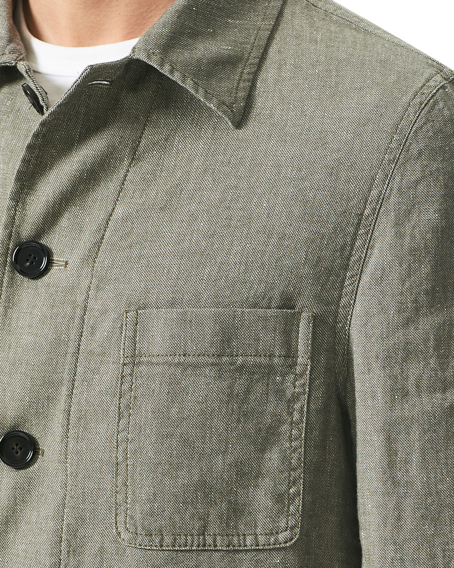 Herren | Sakkos | BOSS BLACK | BOSS Carper Cotton/Linen Workwear Jacket Open Green
