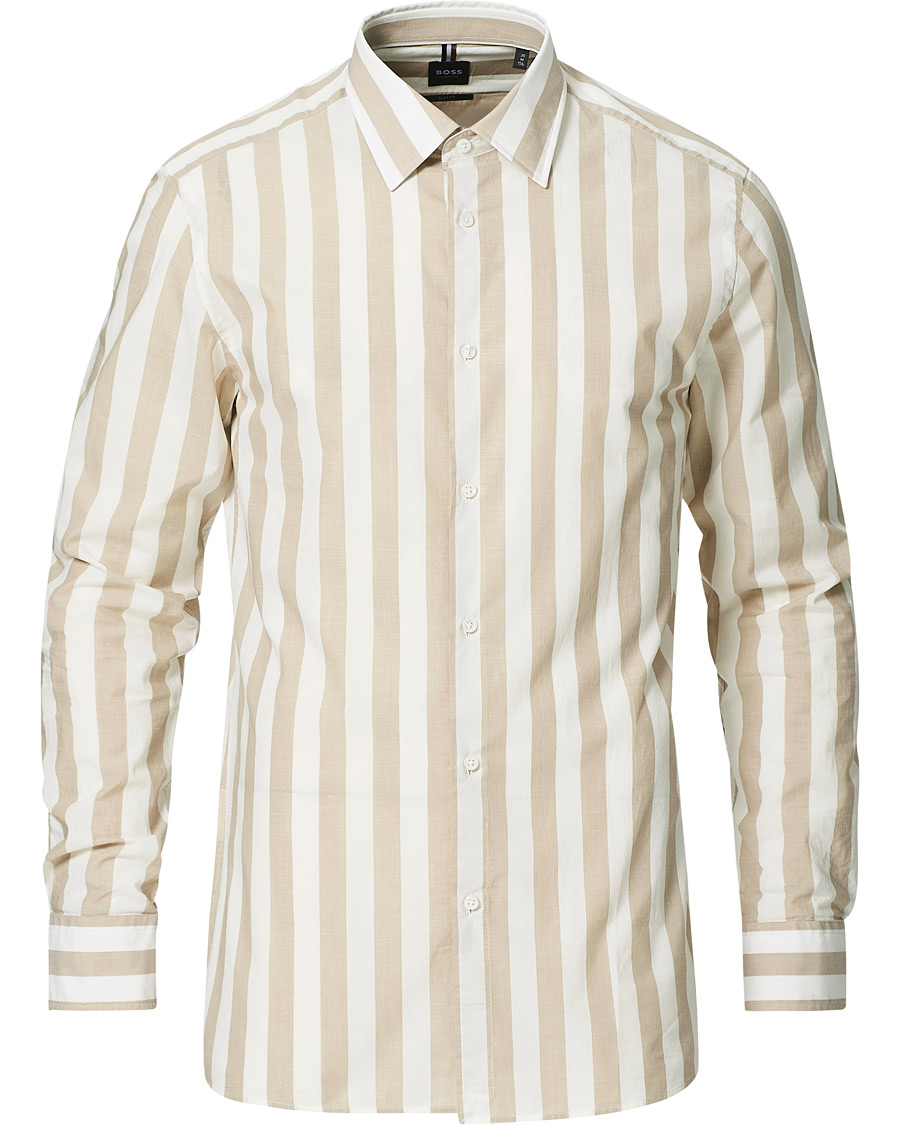 Herren | Hemden | BOSS BLACK | BOSS Tailored Hays Slim Fit Blockstripe Shirt Beige/White
