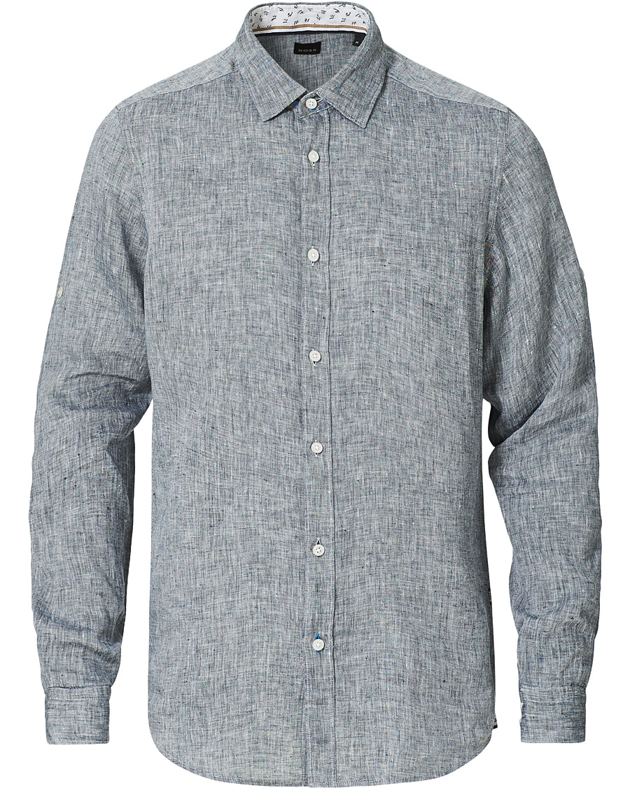 Herren | Hemden | BOSS BLACK | BOSS Lukas Linen Shirt Dark Blue