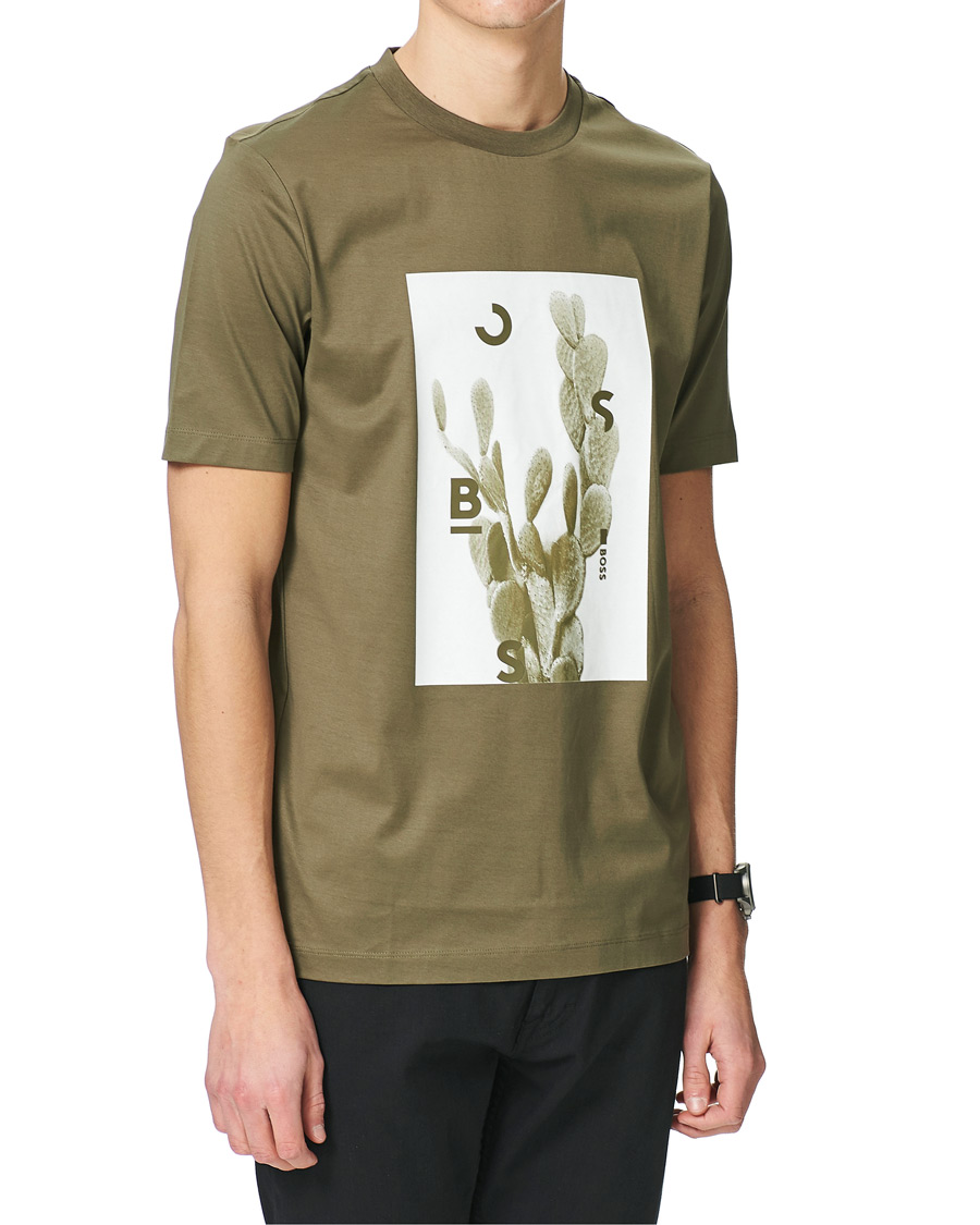 Herren | T-Shirts | BOSS BLACK | BOSS Tessler Photoprint Crew Neck Tee Open Green