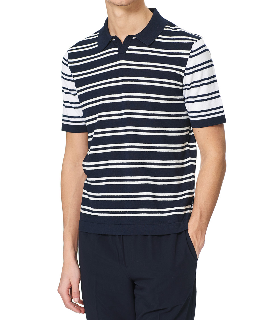Herren | Pullover | BOSS BLACK | BOSS Erroi Knitted Striped Polo Blue/White