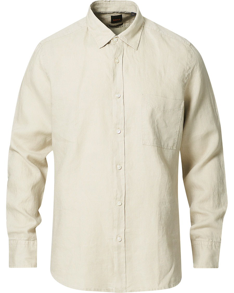 Herren | Hemden | BOSS ORANGE | BOSS Casual Relegent Linen Shirt Light Beige