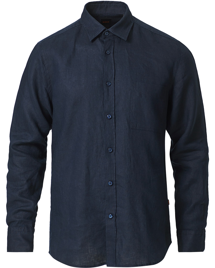 Herren | Hemden | BOSS ORANGE | BOSS Casual Relegent Linen Shirt Dark Blue