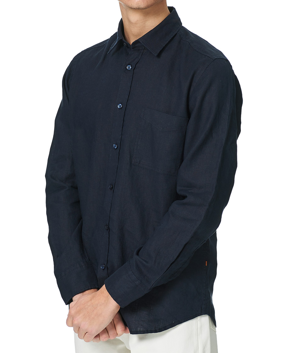Herren | Hemden | BOSS ORANGE | BOSS Casual Relegent Linen Shirt Dark Blue