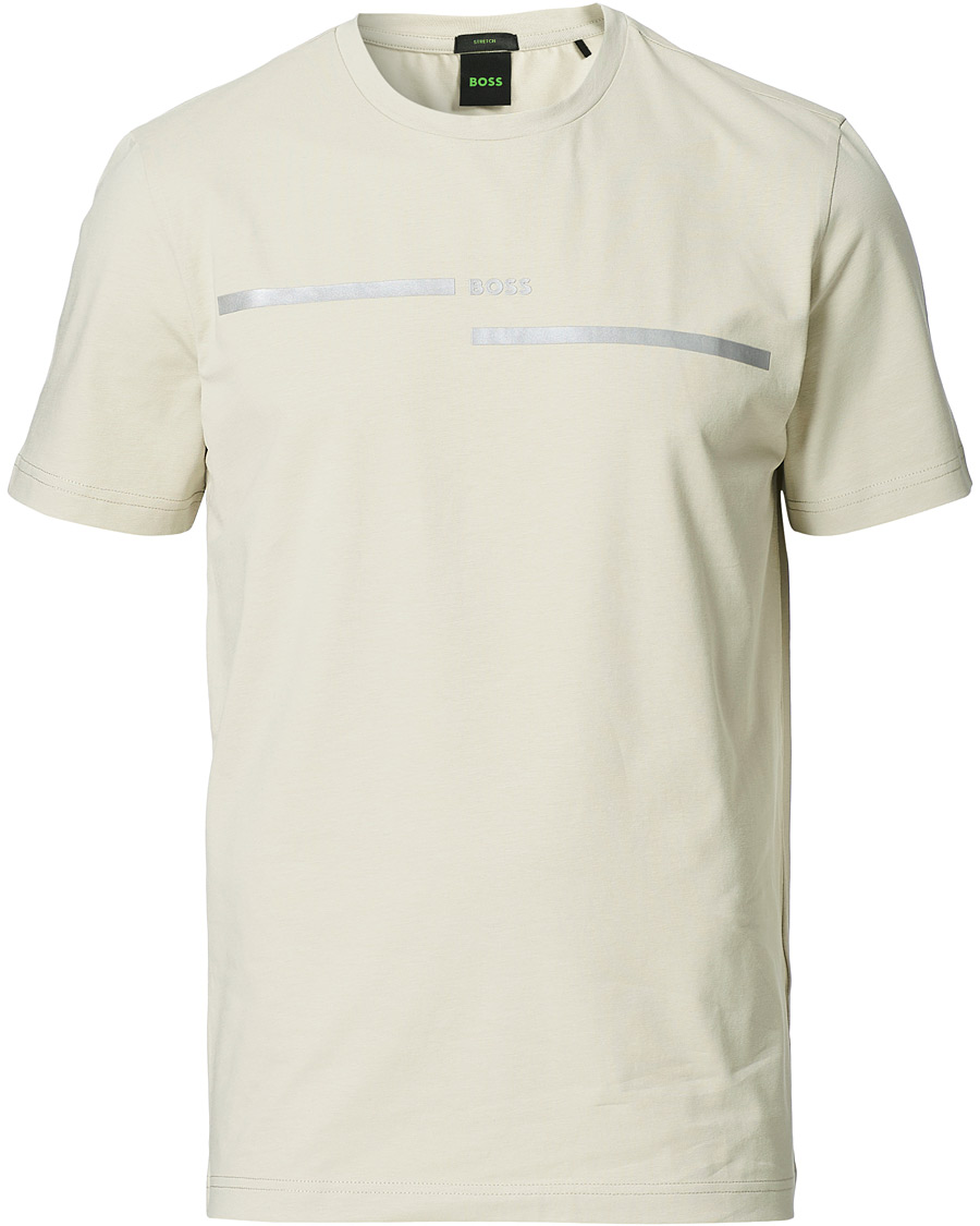Herren | T-Shirts | BOSS GREEN | BOSS Athleisure Taped Logo Crew Neck Tee Light Beige