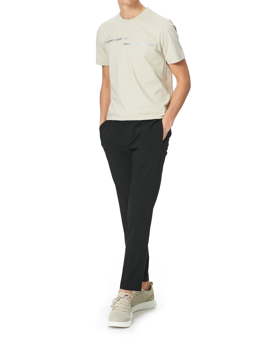 Herren | T-Shirts | BOSS GREEN | BOSS Athleisure Taped Logo Crew Neck Tee Light Beige