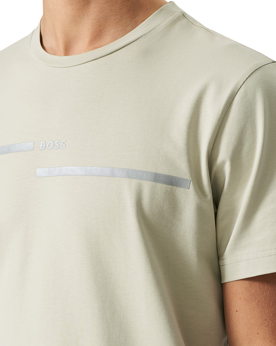 Herren | T-Shirts | BOSS GREEN | BOSS Athleisure Taped Logo Crew Neck Tee Light Beige