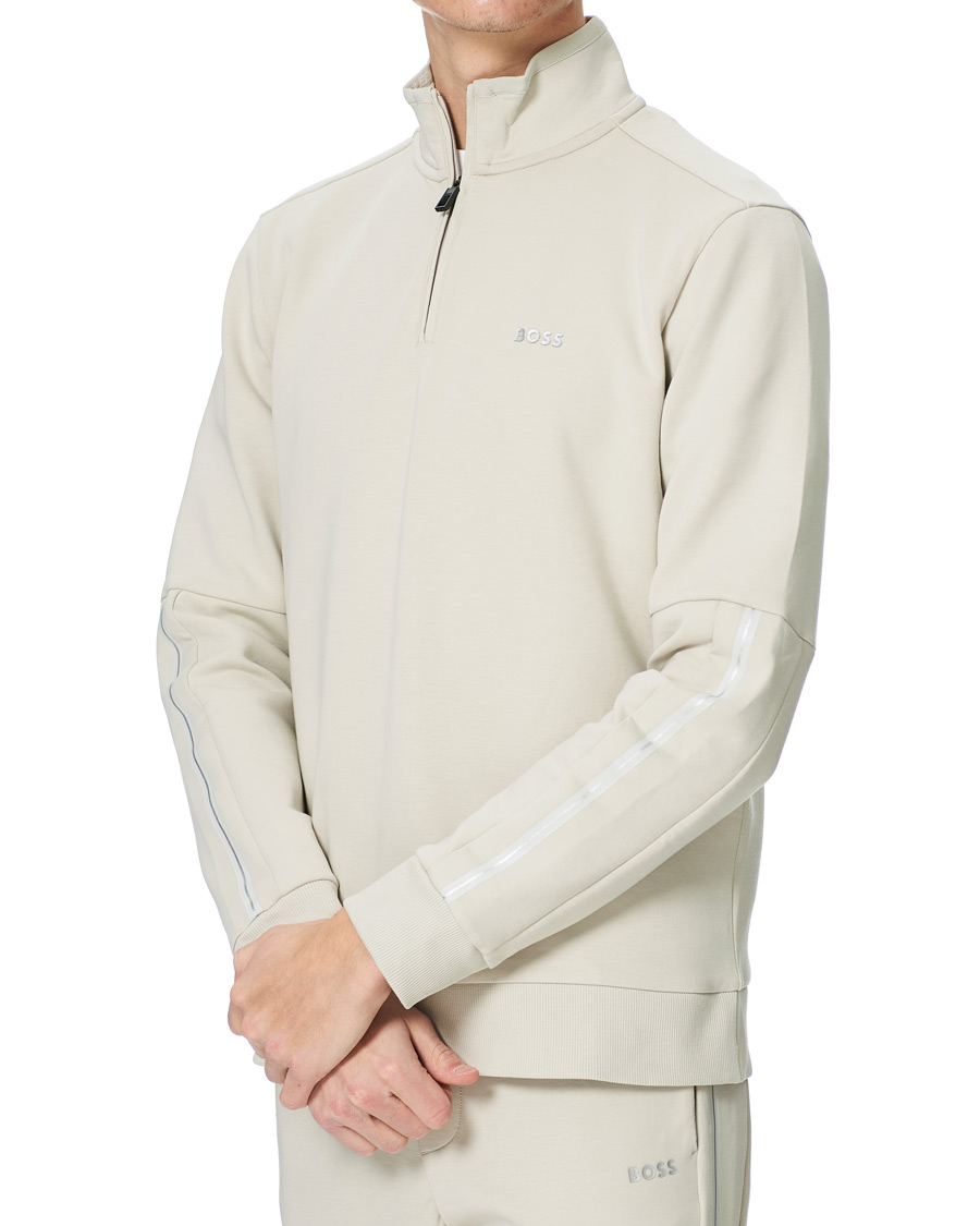 Herren | Pullover | BOSS GREEN | BOSS Athleisure Sweat Half Zip Light Beige