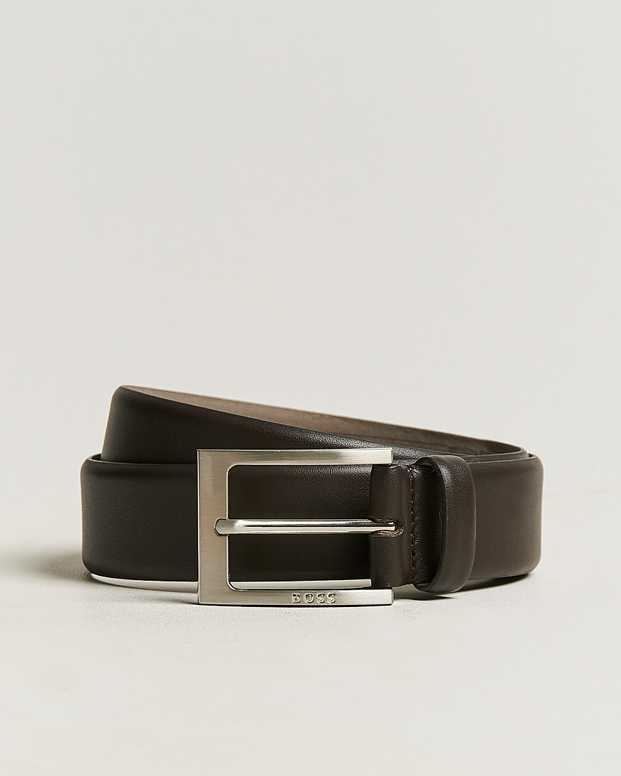 Herren |  | BOSS BLACK | Barnabie Leather Belt 3,5 cm Dark Brown