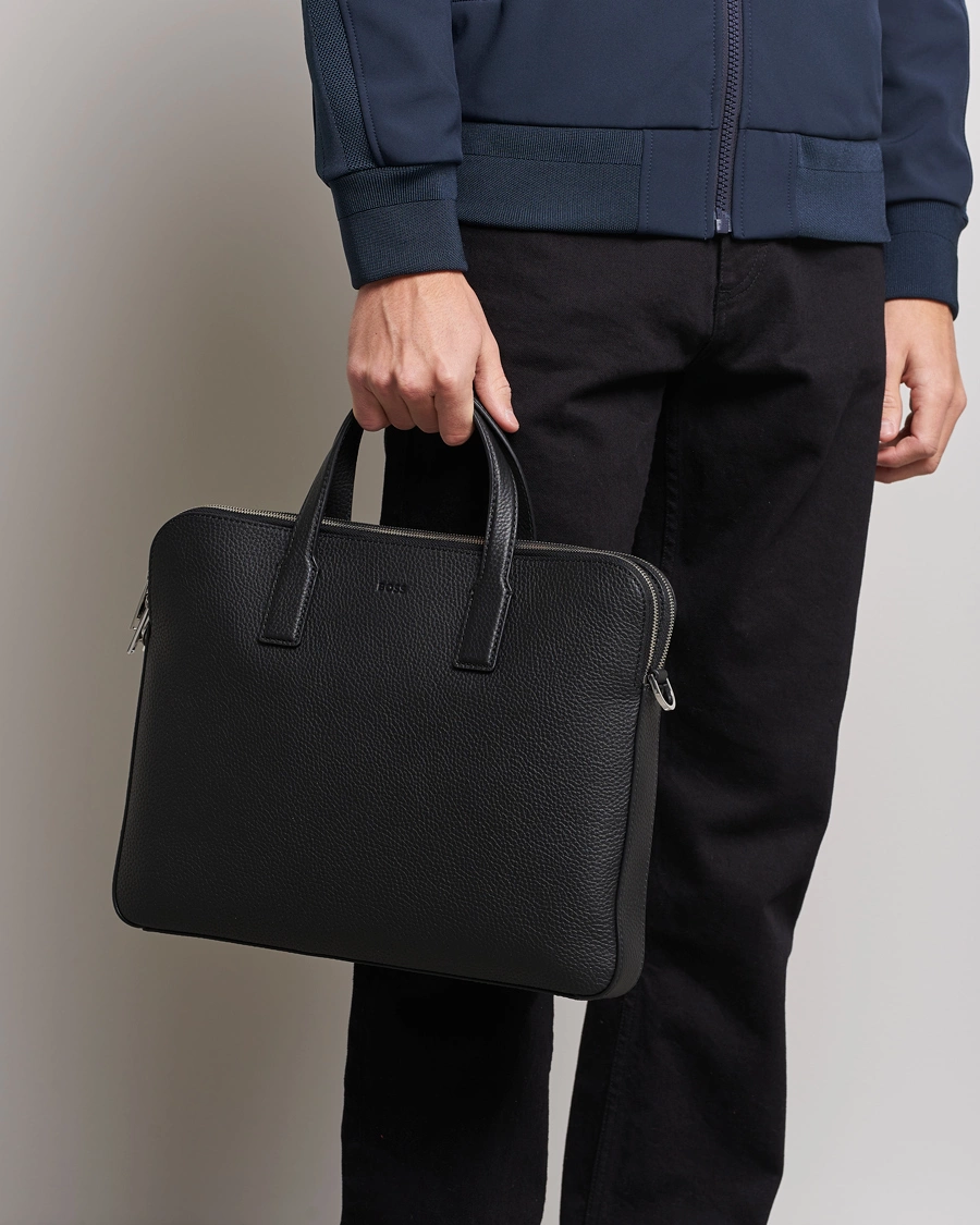 Herren | BOSS BLACK | BOSS BLACK | Crosstown Slim Computer Leather Bag Black