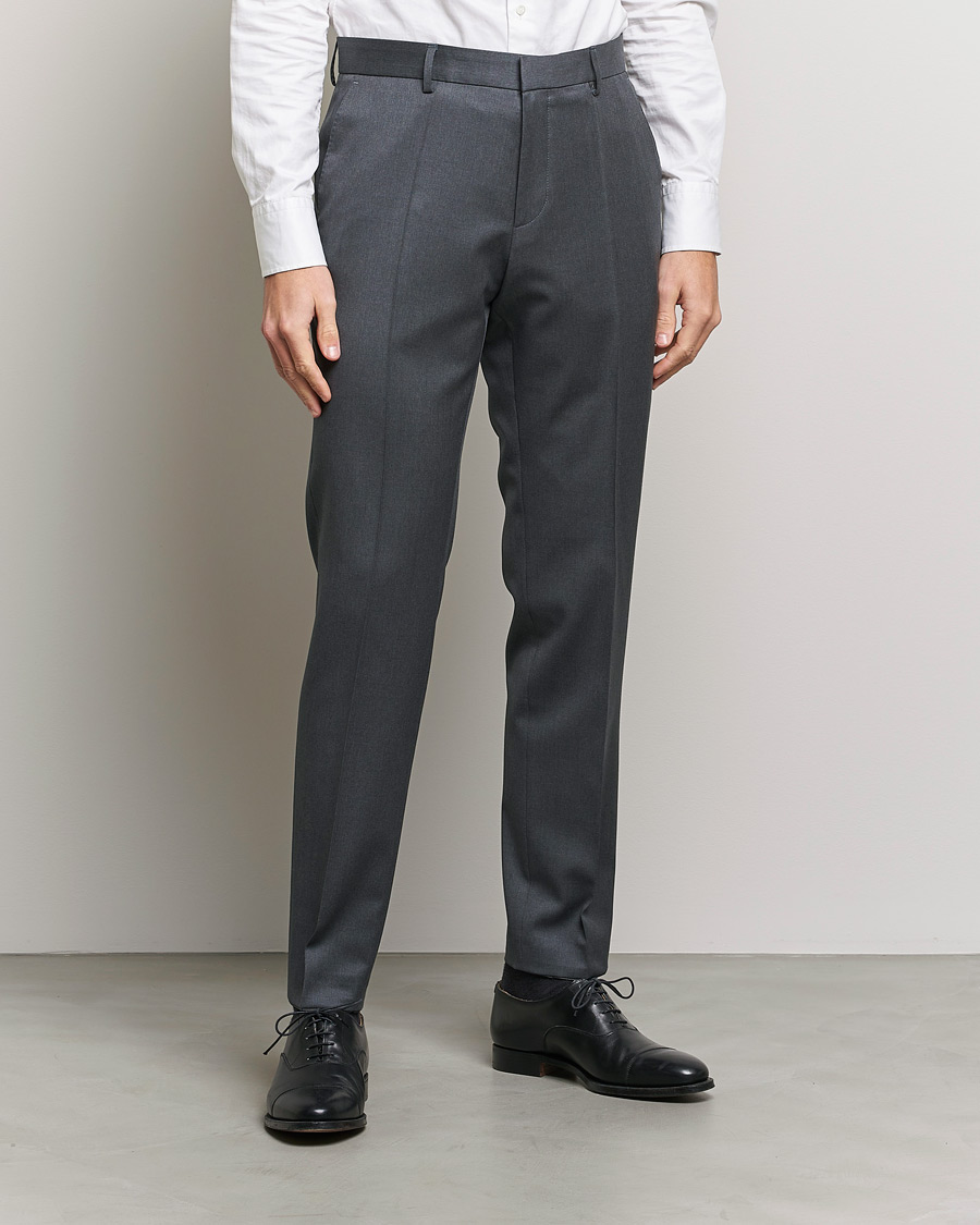 Herren | Business & Beyond | BOSS BLACK | Genius Slim Fit Wool Trousers Dark Grey