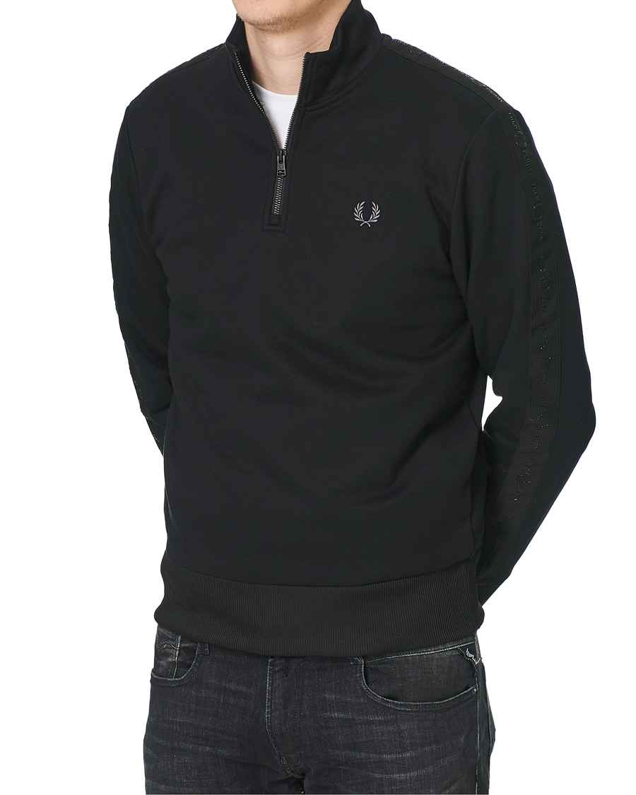 Herren | Pullover | Fred Perry | Tonal Taped Half Zip Track Jacket Black