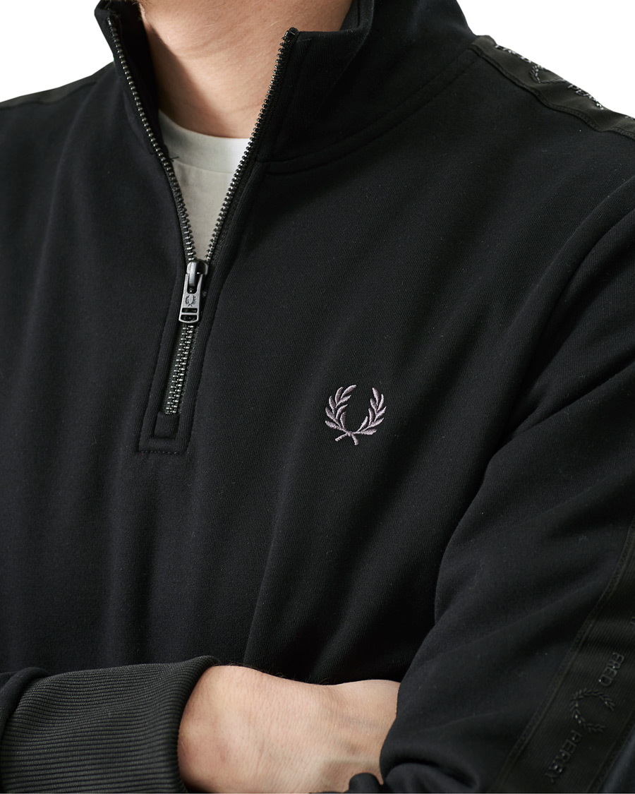 Herren | Pullover | Fred Perry | Tonal Taped Half Zip Track Jacket Black