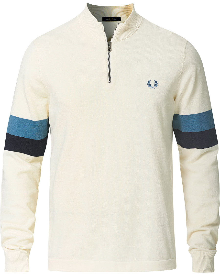 Herren | Pullover | Fred Perry | Funnel Neck Knitted Zip Jumper Ecru