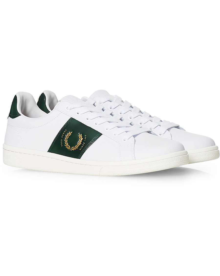 Herren | Fred Perry B721 Leather Branded Sneaker White | Fred Perry | B721 Leather Branded Sneaker White