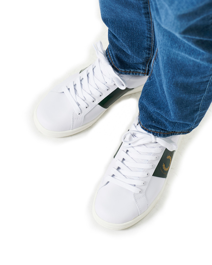 Herren | Fred Perry B721 Leather Branded Sneaker White | Fred Perry | B721 Leather Branded Sneaker White