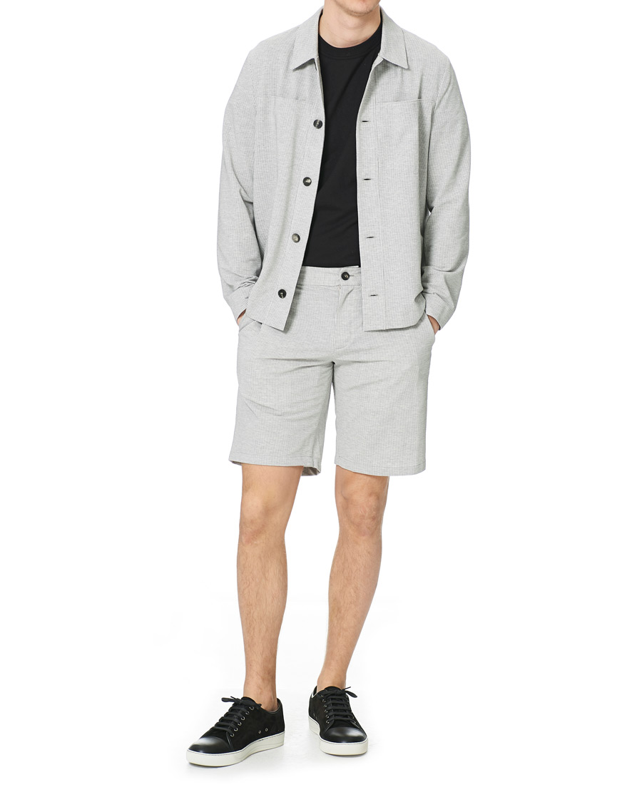 Herren | Shorts | Harris Wharf London | Cool Max Seersucker Shorts Light Grey