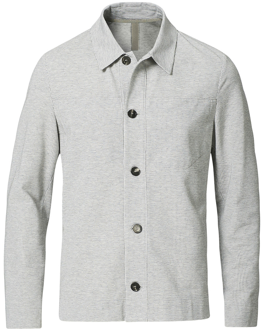 Herren | Hemden | Harris Wharf London | Cool Max Seersucker Overshirt Light Grey