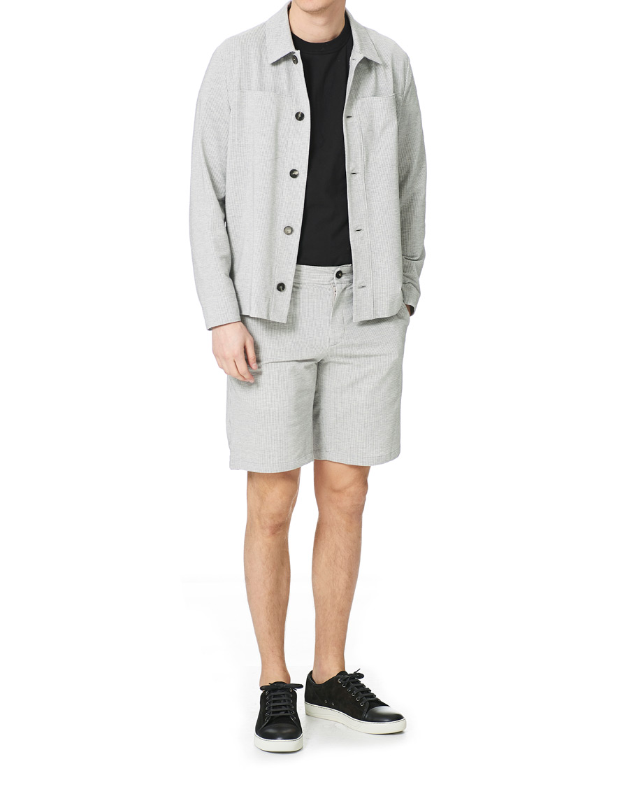 Herren | Hemden | Harris Wharf London | Cool Max Seersucker Overshirt Light Grey