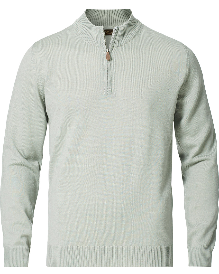Herren | Pullover | Stenströms | Merino Half Zip Pistachio