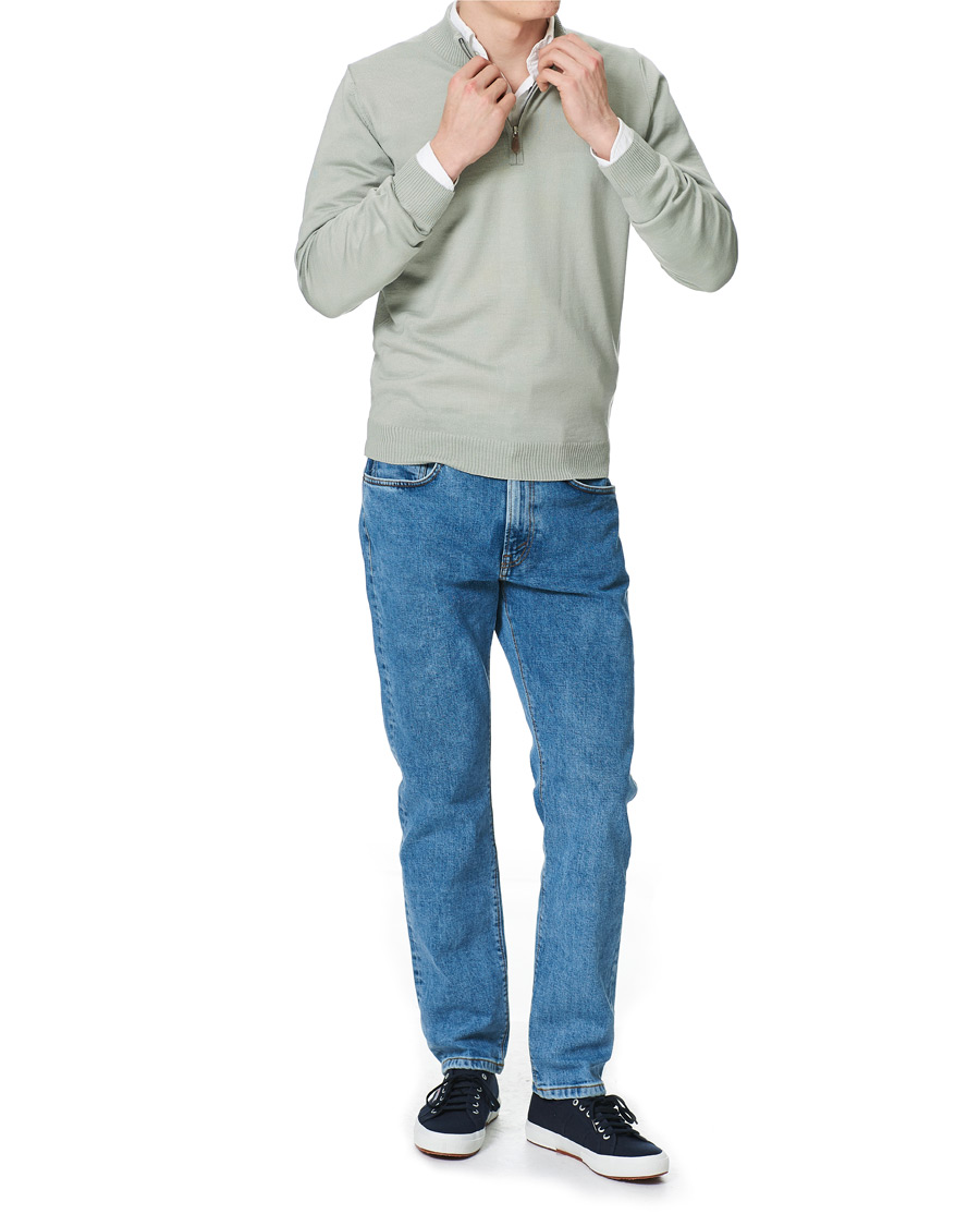 Herren | Pullover | Stenströms | Merino Half Zip Pistachio