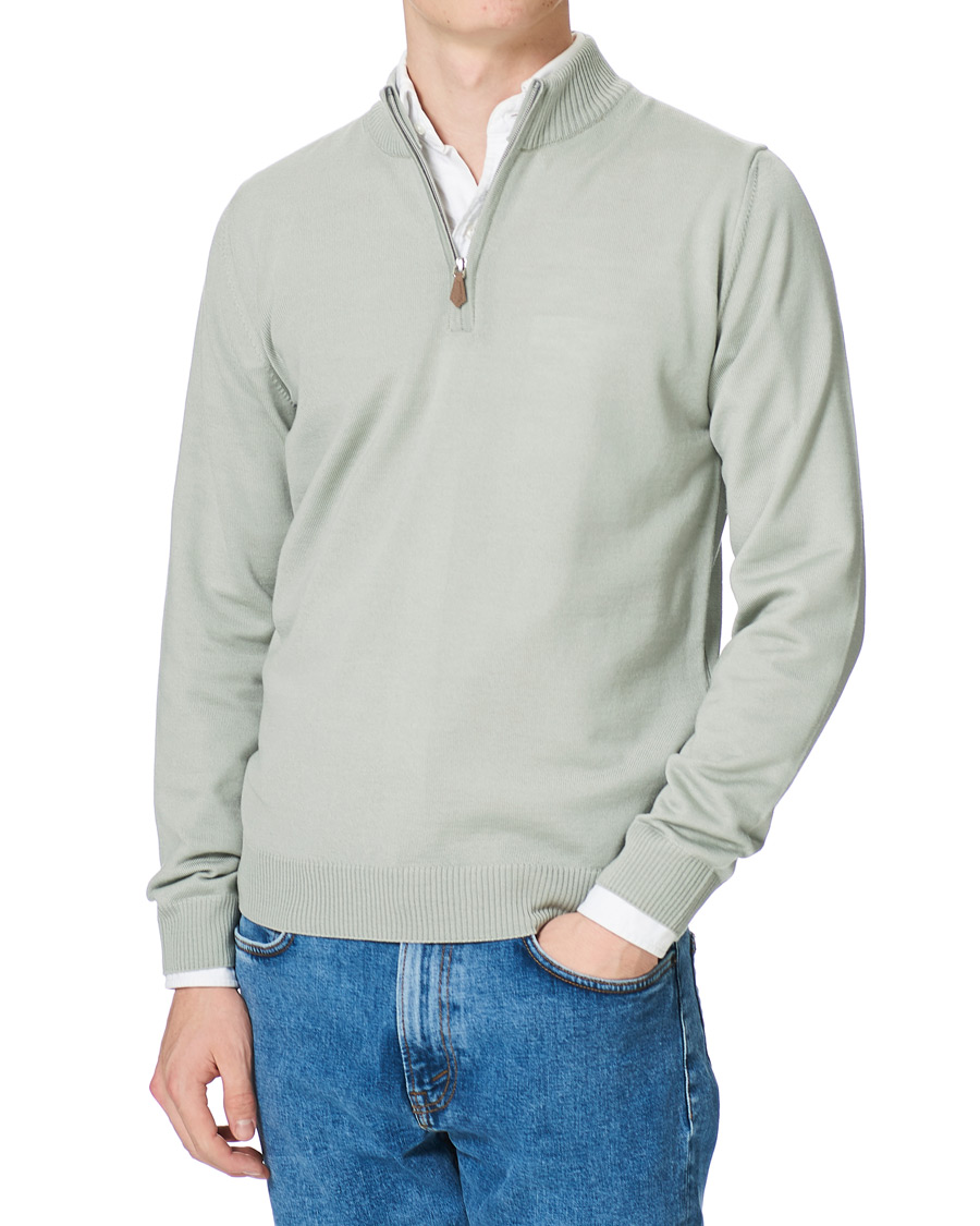 Herren | Pullover | Stenströms | Merino Half Zip Pistachio