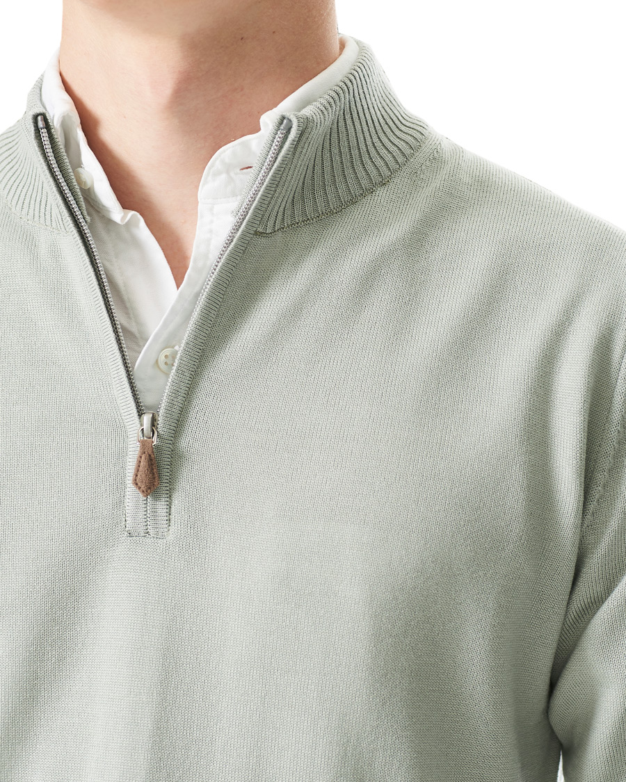Herren | Pullover | Stenströms | Merino Half Zip Pistachio